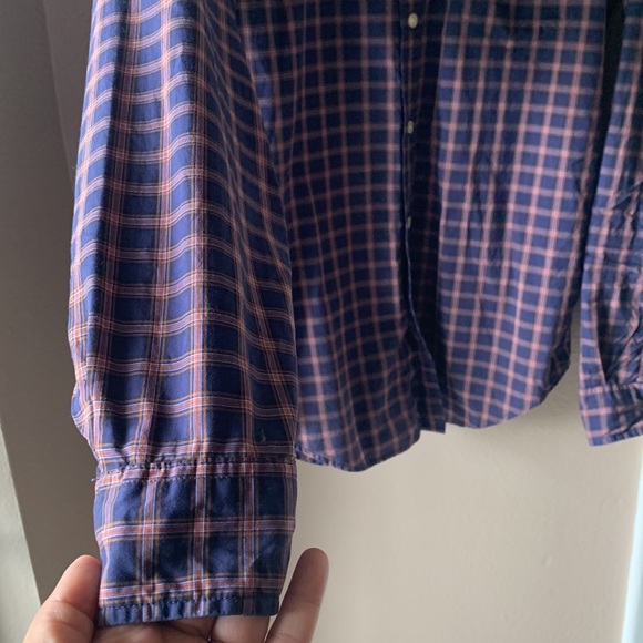 Lacoste Blue Plaid Long Sleeve Button Down Shirt - Picture 5 of 8